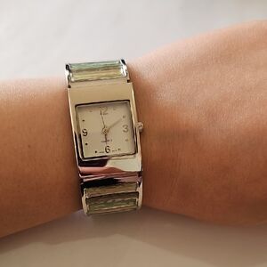 Avon Silver and Green Women's Watch